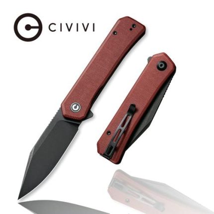 CIVIVI Relic Flipper Knife Burgundy G10 Handle (3.48" Black Stonewashed Nitro-V) C 20077B-2