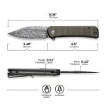 CIVIVI Relic Flipper Knife - Dark Green Micarta Handle (3.48" Black Hand Rubbed Damascus) C 20077B-DS1 - Image 5