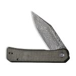 CIVIVI Relic Flipper Knife - Dark Green Micarta Handle (3.48" Black Hand Rubbed Damascus) C 20077B-DS1 - Image 6