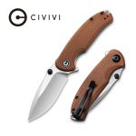 CIVIVI Pintail Flipper Knife - Brown Micarta Handle (2.98" Satin Finished CPM S35VN) C 2020A
