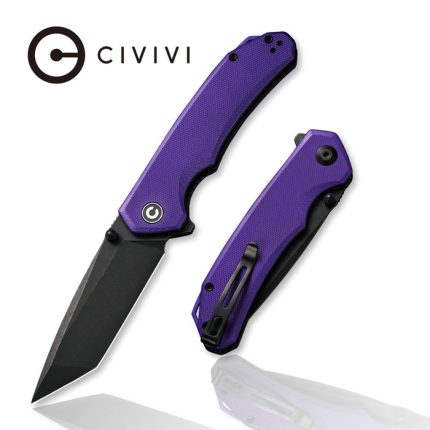 CIVIVI Brazen Flipper Knife Purple G10 Handle (3.46" Black Stonewashed D2) C 2023D