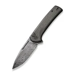 CIVIVI Conspirator Pocket Knife with Button Lock and Flipper Opener Dark Green Micarta Handle (3.47'' Black Hand Rubbed Damascus) C21006-DS1 - Image 7