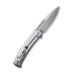 CIVIVI Cetos Flipper Knife Brown Micarta Coarse With Gray Steel Lock Side Handle (3.48" Silver Bead Blasted 14C28N) C21025B-1 - Image 3