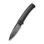 CIVIVI Cetos Flipper Knife Twill Carbon Fiber With Black Steel Lock Side Handle (3.48" Black Hand Rubbed Damascus) C21025B-DS1 - Image 2