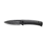 CIVIVI Cetos Flipper Knife Twill Carbon Fiber With Black Steel Lock Side Handle (3.48" Black Hand Rubbed Damascus) C21025B-DS1 - Image 4
