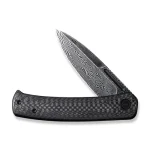 CIVIVI Cetos Flipper Knife Twill Carbon Fiber With Black Steel Lock Side Handle (3.48" Black Hand Rubbed Damascus) C21025B-DS1 - Image 5
