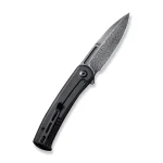 CIVIVI Cetos Flipper Knife Twill Carbon Fiber With Black Steel Lock Side Handle (3.48" Black Hand Rubbed Damascus) C21025B-DS1 - Image 3