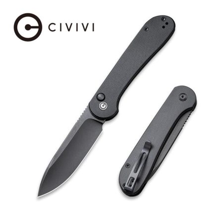 CIVIVI Button Lock Elementum - Black G10 Handle (3.47" Black Stonewashed 14C28N) C 2103A
