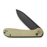 CIVIVI Button Lock Elementum - Olive Micarta Handle (3.47" Black Stonewashed 14C28N) C 2103B - Image 5