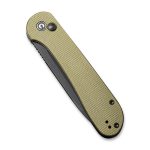 CIVIVI Button Lock Elementum - Olive Micarta Handle (3.47" Black Stonewashed 14C28N) C 2103B - Image 4