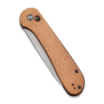 CIVIVI Button Lock Elementum - Brown Micarta Handle (3.47" Black Stonewashed 14C28N) C 2103D - Image 5