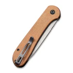 CIVIVI Button Lock Elementum - Brown Micarta Handle (3.47" Black Stonewashed 14C28N) C 2103D - Image 4