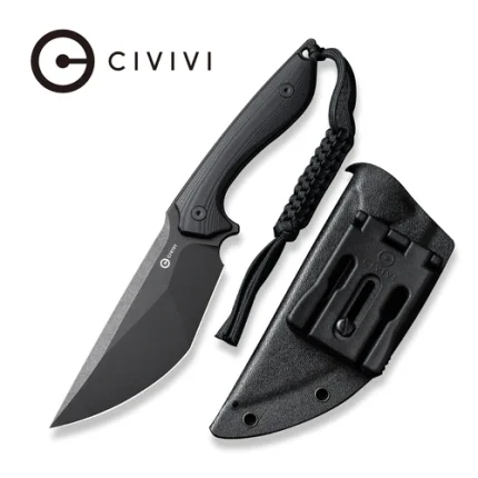 CIVIVI Concept 22 Fixed Blade Knife Black G10 Handle (4.8" Black Stonewashed D2 Blade) C21047-1 -