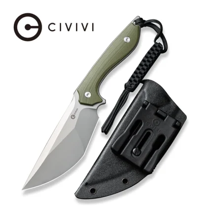 CIVIVI Concept 22 Fixed Blade Knife OD Green G10 Handle (4.8" Silver Bead Blasted D2 Blade) C21047-2 -