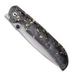 Civivi Imperium Front Flipper / Thumb Studs Knife - Shredded Carbon Fiber And Golden Shred In Clear Resin Contoured Handle (3.47" Stonewashed Nitro-V) C2106A - Image 6