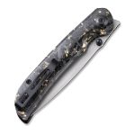 Civivi Imperium Front Flipper / Thumb Studs Knife - Shredded Carbon Fiber And Golden Shred In Clear Resin Contoured Handle (3.47" Stonewashed Nitro-V) C2106A - Image 7