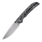 Civivi Imperium Front Flipper / Thumb Studs Knife - Shredded Carbon Fiber And Silvery Shred In Clear Resin Contoured Handle (3.47" Stonewashed Nitro-V) C2106B - Image 3