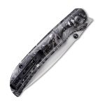 Civivi Imperium Front Flipper / Thumb Studs Knife - Shredded Carbon Fiber And Silvery Shred In Clear Resin Contoured Handle (3.47" Stonewashed Nitro-V) C2106B - Image 6