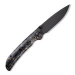 Civivi Imperium Front Flipper / Thumb Studs Knife - Shredded Carbon Fiber And Copper Shred In Clear Resin Contoured Handle (3.47" Black Stonewashed) C2106C - Image 4