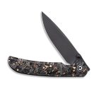 Civivi Imperium Front Flipper / Thumb Studs Knife - Shredded Carbon Fiber And Copper Shred In Clear Resin Contoured Handle (3.47" Black Stonewashed) C2106C - Image 5