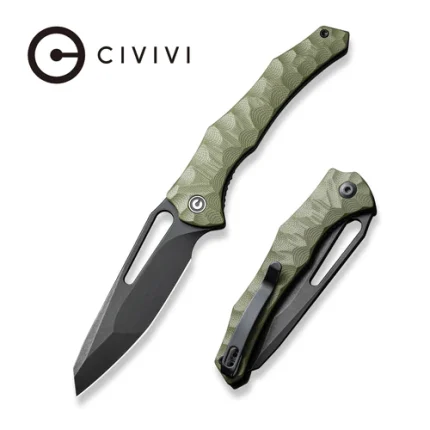 CIVIVI Spiny Dogfish Manual Thumb Knife OD Green G10 Handle (3.47" Black Stonewashed 14C28N Blade) C22006-3 -