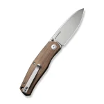 CIVIVI Sokoke Front Flipper And Thumb Stud Knife Brown Linen Micarta Handle (3.35" Silver Bead Blasted 14C28N Blade) C22007-3 - Image 2