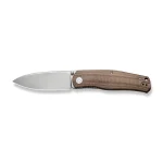 CIVIVI Sokoke Front Flipper And Thumb Stud Knife Brown Linen Micarta Handle (3.35" Silver Bead Blasted 14C28N Blade) C22007-3 - Image 4
