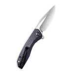 Baklash Flipper Knife Black G10 with Carbon Fiber Overlay Handle (3.5'' Satin 9Cr18MoV) C 801D - Image 7