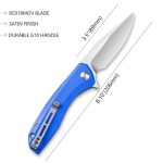 Baklash Flipper Knife Blue G10 Handle (3.5'' Satin 9Cr18Mov) C801F - Image 2