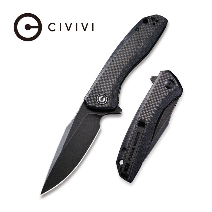 C801I_4ab93ef9-9c0b-438f-9184-0ecc337d0703_700x Baklash Flipper Knife Black G10 with Carbon Fiber Overlay Handle (3.5'' Black Stonewashed 9Cr18MoV) C 801I - Image 1
