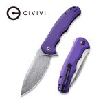 CIVIVI Praxis Flipper Knife - Purple G10 Handle (3.75'' Damascus) C 803DS-2