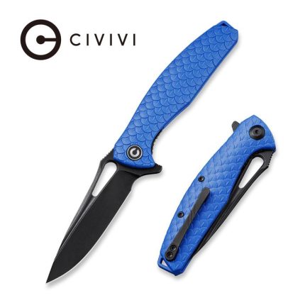 CIVIVI Wyvern Liner Lock Knife Blue Fiber-glass Reinforced Nylon Handle (3.45'' Black Stonewashed D2 Steel) - C902H
