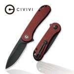 CIVIVI Elementum Flipper Knife - Burgundy G10 Handle (2.96" Black Stonewashed D2) C 907A-1