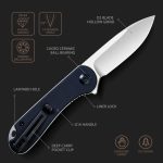 CIVIVI Elementum Flipper Knife - Black G10 Handle (2.96'' Satin D2) C 907A - Image 2