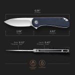 CIVIVI Elementum Flipper Knife - Black G10 Handle (2.96'' Satin D2) C 907A - Image 3