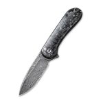 Civivi Elementum Flipper Knife - Shredded Carbon Fiber And Silvery Shred In Clear Resin Contoured Handle (2.96" Black Hand Rubbed Damascus) C907C-DS2 - Image 6