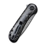 Civivi Elementum Flipper Knife - Shredded Carbon Fiber And Silvery Shred In Clear Resin Contoured Handle (2.96" Black Hand Rubbed Damascus) C907C-DS2 - Image 4