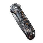 Civivi Elementum Flipper Knife - Shredded Carbon Fiber And Copper Shred In Clear Resin Contoured Handle (2.96" Black Hand Rubbed Damascus) C907C-DS3 - Image 3