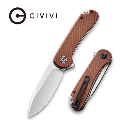 Civivi Elementum Flipper Knife - Brown Micarta Handle (2.96'' Satin D2) C907M