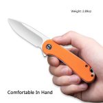 Civivi Elementum Flipper Knife - Orange G10 Handle (2.96'' Satin D2) C 907R - Image 6