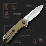 Civivi Elementum Flipper Knife - Olive Micarta Handle (2.96'' Satin D2) C907S - Image 3