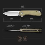 Civivi Elementum Flipper Knife - Olive Micarta Handle (2.96'' Satin D2) C907S - Image 4