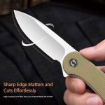 Civivi Elementum Flipper Knife - Olive Micarta Handle (2.96'' Satin D2) C907S - Image 5