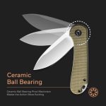 Civivi Elementum Flipper Knife - Olive Micarta Handle (2.96'' Satin D2) C907S - Image 6