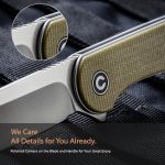 Civivi Elementum Flipper Knife - Olive Micarta Handle (2.96'' Satin D2) C907S - Image 7