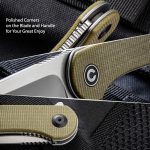 Civivi Elementum Flipper Knife - Olive Micarta Handle (2.96'' Satin D2) C907S - Image 2