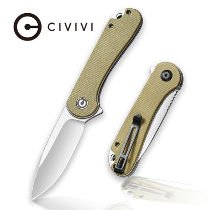 Civivi Elementum Flipper Knife - Olive Micarta Handle (2.96'' Satin D2) C907S