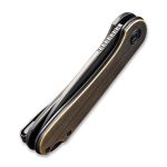 Civivi Elementum Flipper Knife - Black Hand Rubbed Brass Handle (2.96" Black Stonewashed D2 Tanto) C907T-A - Image 2