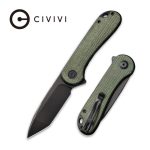 Civivi Elementum Flipper Knife Green Micarta Handle (2.96" Black Stonewashed D2) - C907T-E