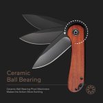 Civivi Elementum Flipper Knife - Cuibourtia Wood Handle (2.96'' Black Stonewashed D2) C907U - Image 5